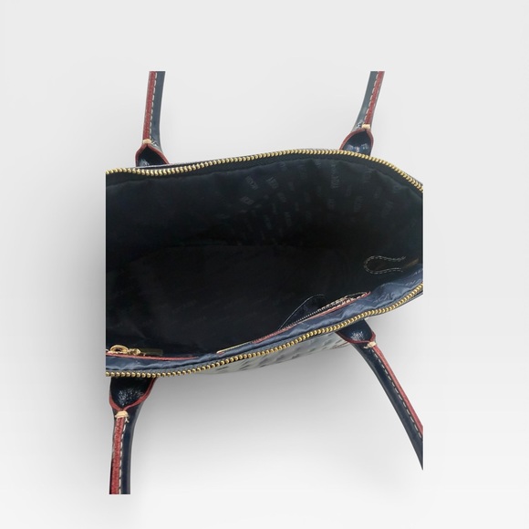 Arcadia Italy Navy Patent Leather Embossed Dome Satchel Handbag – Made in Italy - Picture 7 of 9